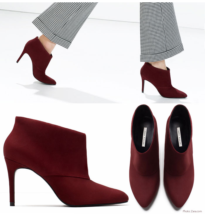 Ankle boot burgundy zara