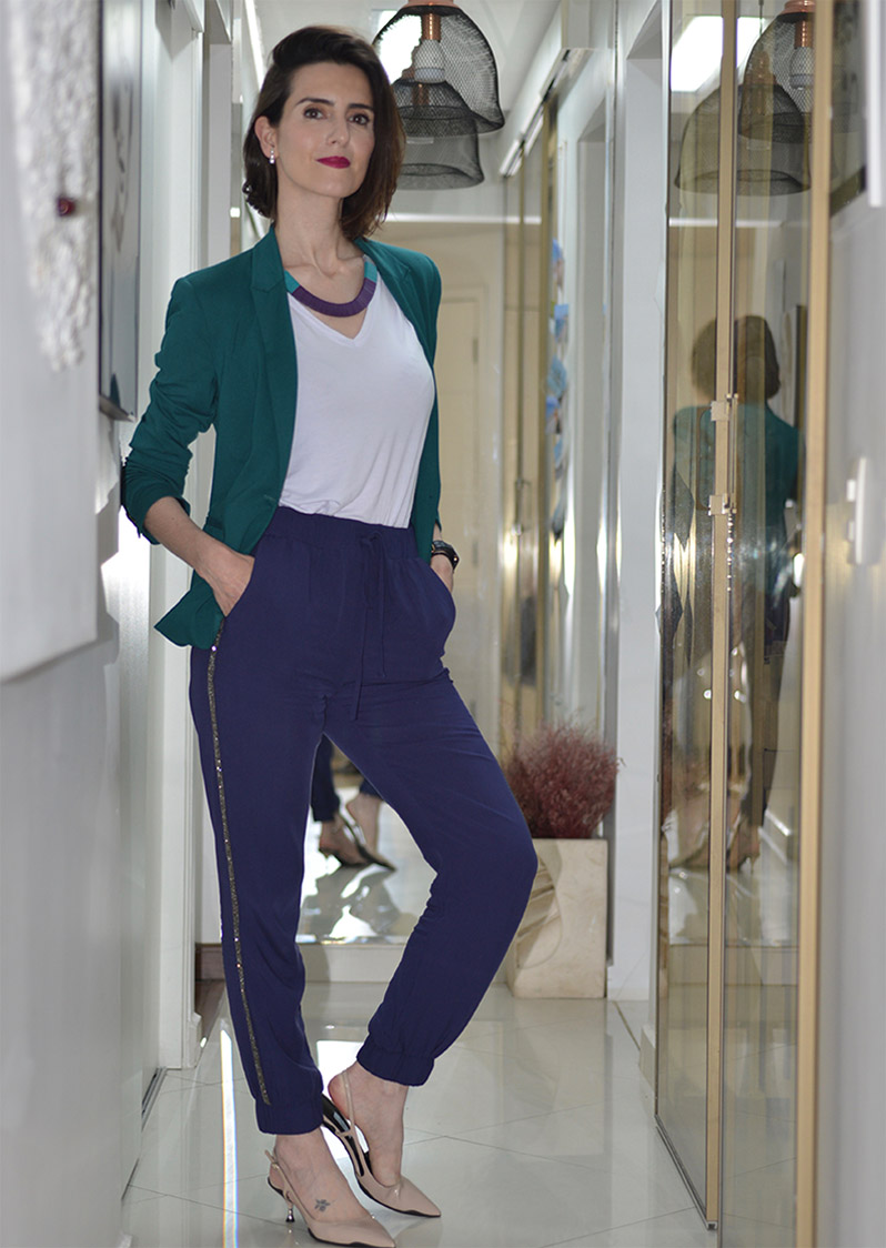 calca jogger com blazer