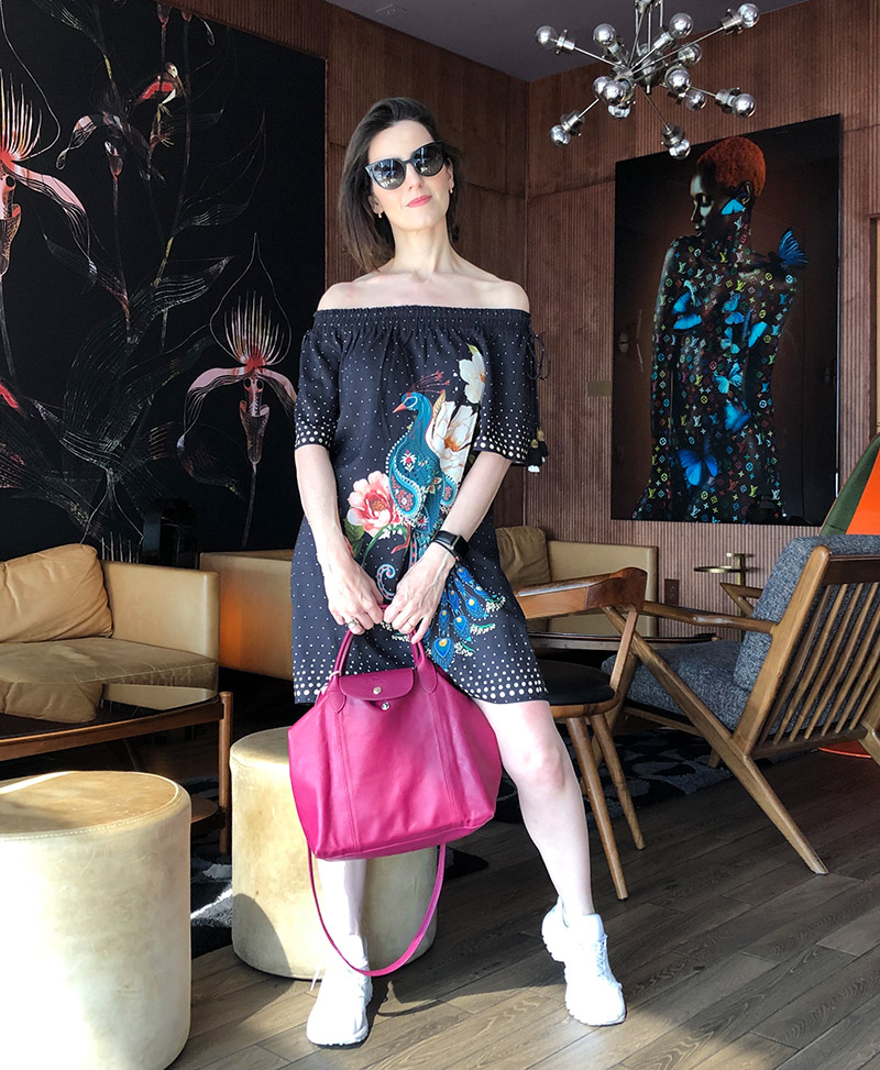 Look do Dia | Vestido ombro a ombro estampado