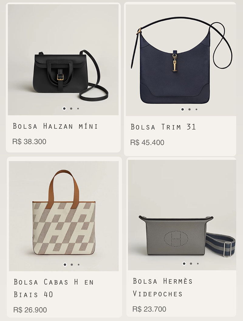 preco bolsa hermes brasil